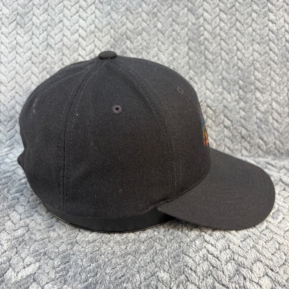 Mountain Sunset Embroidered Black Snapback Hat Baseball Cap Mens Adjustable